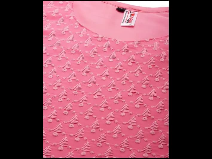 Pink Embroidered Chikankari Georgette Kurta (5)