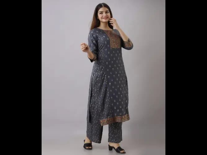 Floral Printed Straight Kurta Set (7)