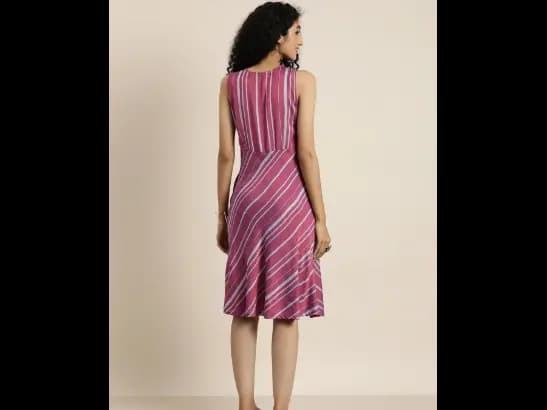 Striped Woven Legacy Fit & Flare Sustainable Pure Cotton Dress with Pockets (4)