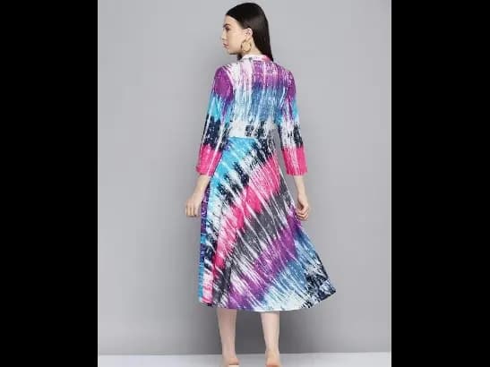 Abstract Printed Fit & Flare Midi Dress (2)