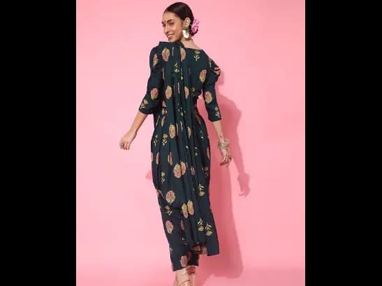 Gorgeous Green Printed Top with Trousers (5)