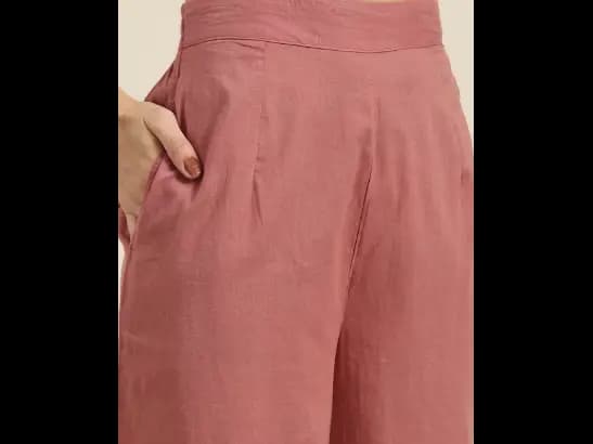 Pink Pure Cotton Kurta with Palazzos & Dupatta (4)