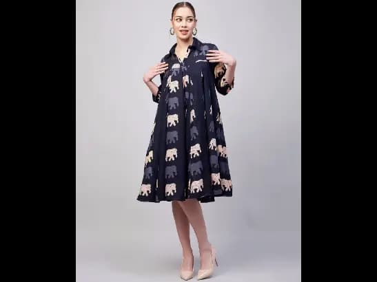 Elephant Print A-Line Dress