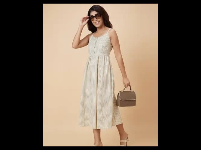 Striped A-Line Midi Dress (5)