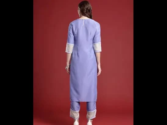 Ethnic Motifs Embroidered Regular Mirror Work Kurta With Trousers (5)