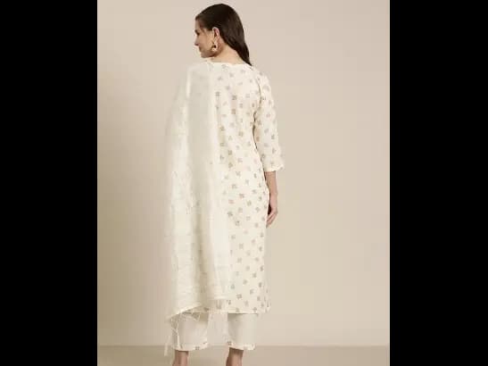 Women Ethnic Motifs Embroidered Sequinned Kurta with Trousers & With Dupatta (3)