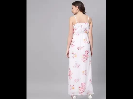 White Floral Printed Maxi Dress (5)