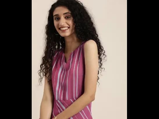 Striped Woven Legacy Fit & Flare Sustainable Pure Cotton Dress with Pockets (2)