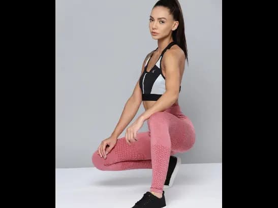 Mauve Solid Rapid Dry Seamless Yoga Tights (7)