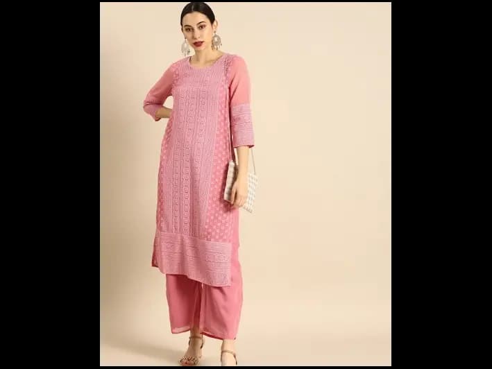Chikankari Embroidered Kurta with Palazzos (5)