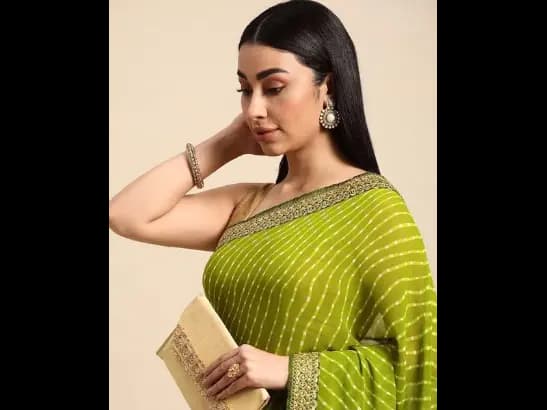 Striped Zari Pure Georgette Saree (3)