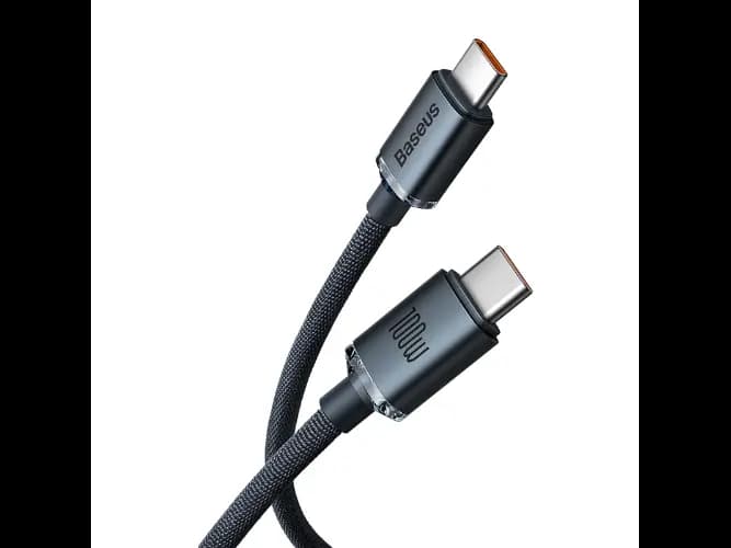 Baseus 1.2m Type-C to Type-C 100W Fast Charging Data Cable – Crystal Shine Series – Black – 6 Months Warranty (2)