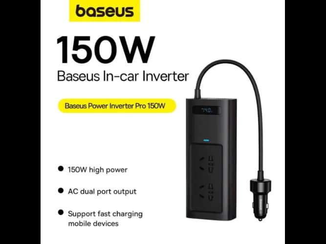 Baseus Power Inverter Pro 150W Car Current Converter – Black- 6 Months Warranty (5)