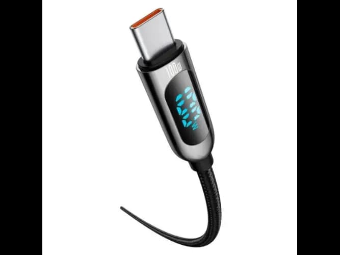 Baseus Display 1M 100W Fast Charging Data Cable Type-C to Type-C Black Digital Display- CATSK-B01- 6 Month Warranty (4)