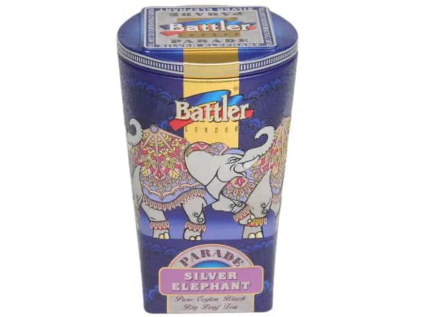 Battler - Tin Caddy - Ceylon Black tea OP - PARADE SILVER ELEPHANT