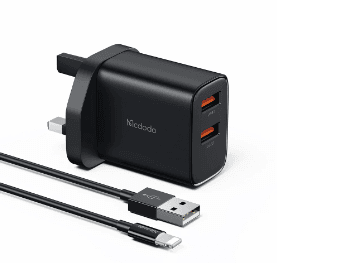 Mcdodo 12W Dual USB Port Charging Adapter + Lightning Cable - With 6 Months Warranty