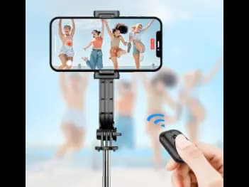 WIWU Detachable Tripod Selfie Stick WI-SE001 – Black - 360° rotation; With a remote control (6)