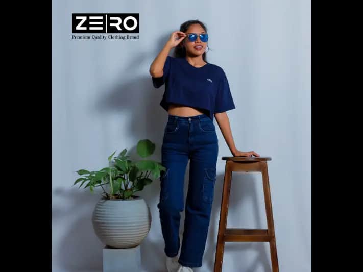 Oversized Crop Top - Navy Blue