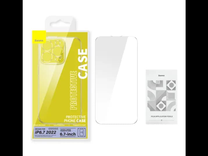 Baseus Crystal Series Magnetic Case For iP 14 Plus 6.7 2022 6.7-inch (Full Coverage Tempered Glass Film Cleaning kit)Transparent - ARJC010002 (2)