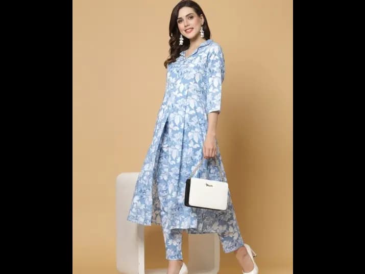 Floral Printed Regular Pure Cotton Kurta with Trousers (3)