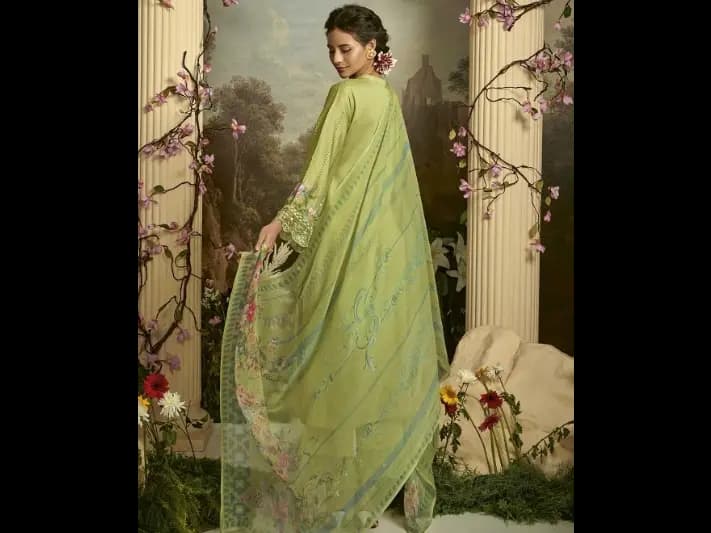 Floral Embroidered Regular Straight Kurta & Trousers With Dupatta (3)