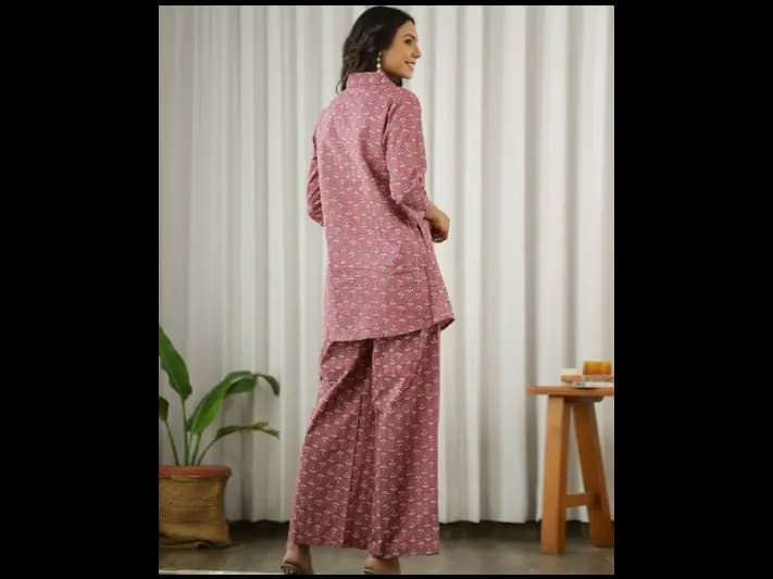 Floral Printed Pure Cotton Tunic With Palazzo - Pure Cotton (4)
