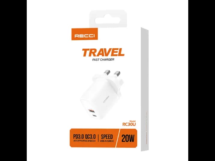 Recci RC30U 20W Travel Fast Charger - white with 3 month warranty (3)