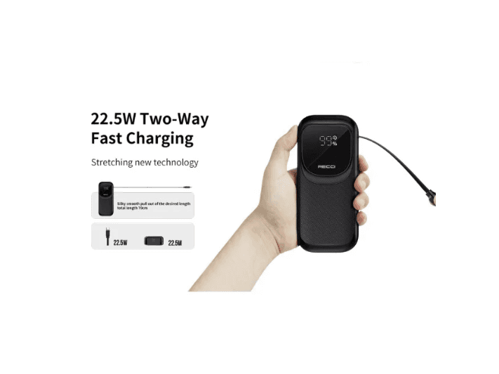 Recci RPB-P47 22.5Wx2 10000mAh Power Bank Built in Type-C Cable - Black with 6 months Warranty (3)
