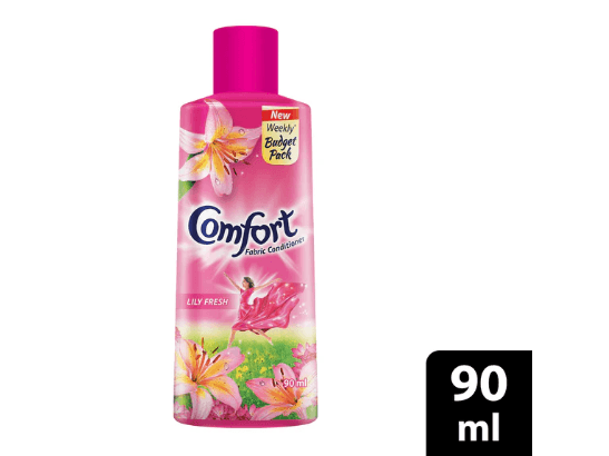 Comfort Lily Fresh Fabric Conditioner 90ml - Gives Unbelievable Shine to Clothes comfort nourishes and untangles cloth fibers damaged by washing