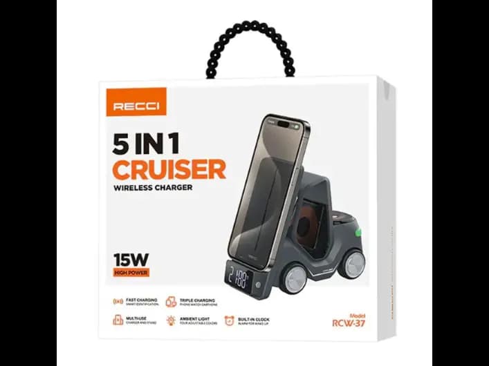 Recci RCW-37 15W 5 in 1 Cruiser Wireless Charger – Grey (4)