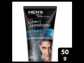 Glow and Handsome Instant Brightness Face Wash 50g - multivitamin boost combined with Rapid Action technology