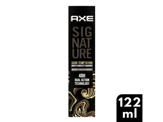Axe Signature Dark Temptation Body Deodorant Spray 122ml - Treat yourself to some chocolate goodness with the Axe Signature Dark Temptation no gas body deodorant for men