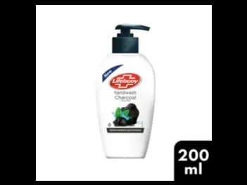Lifebuoy Charcoal and Mint Hand wash 200ml - with active natural shield, charcoal and mint for germ protection in 10 seconds.