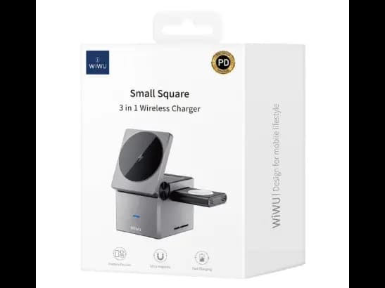Wiwu WI-W030 Small Square 3 in 1 Wireless Charger - Elegant Design, Strong Structure , Single Connection, Multi Charging with 6 months warranty (5)