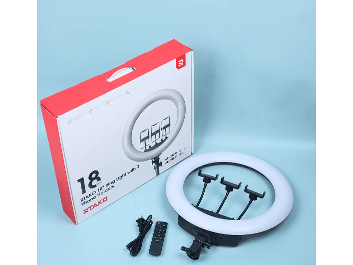 Rtako - AR-GTB01-18S 18" Ring Light With 3 Phone Holders - With Tripod (4)