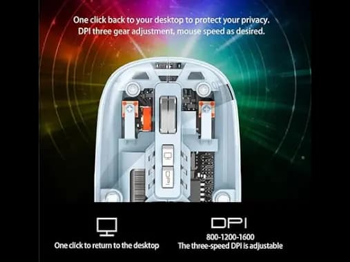 Mouse BT Wireless M233,Transparent Magnetic Mouse 2.4G Rechargeable for PC - White (5)