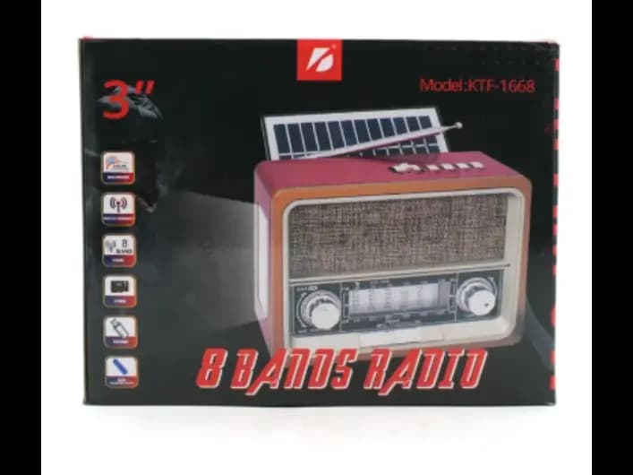 Vintage Bluetooth Speaker Radio AM/FM/SW Flashlight Solar Charging Wireless Speaker KTF-1668 (2)