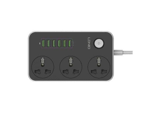 LDNIO SC3604 6 USB + 3 Power Socket Extension Power Cord - Black