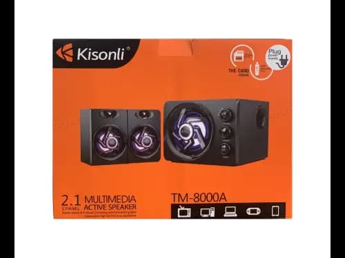 KISONLI TM-8000A Colorful LED Light Desktop Computer Speaker Subwoofer 2.1 Gaming Multimedia Speakers - Black