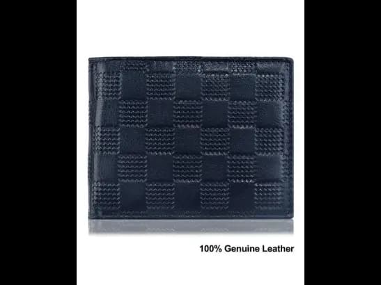 Checked Genuine Leather Bi-Fold Wallet
