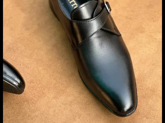 Men’s Jet-Black Cow Leather Monk Strap Loafer (3)
