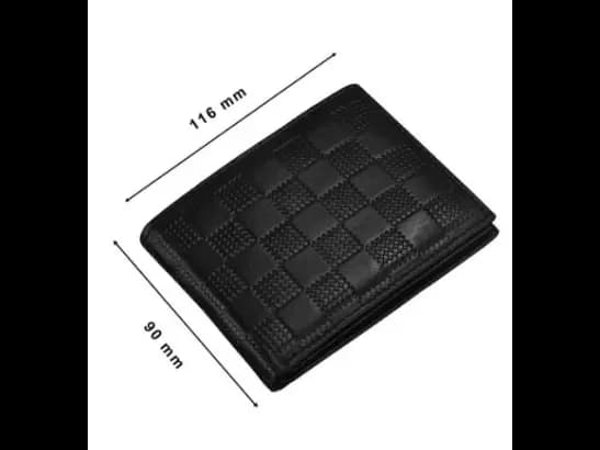 Checked Genuine Leather Bi-Fold Wallet (3)