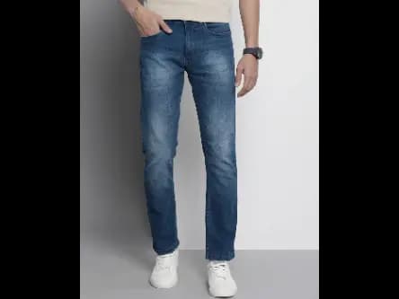 Heavily Washed Straight Fit Jeans (2)