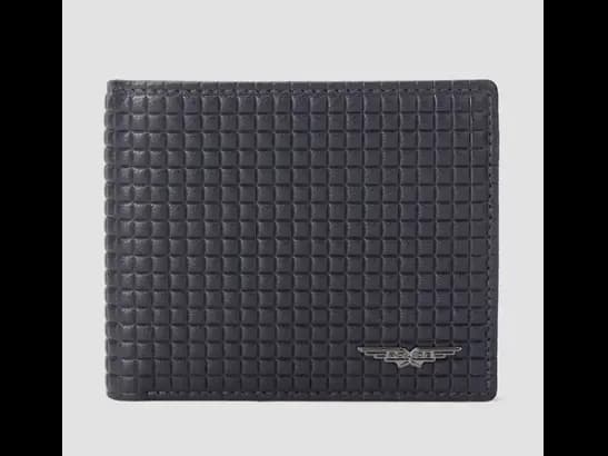 Checked Leather Bi-Fold Wallet