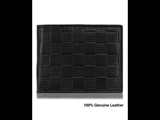 Checked Genuine Leather Bi-Fold Wallet (2)