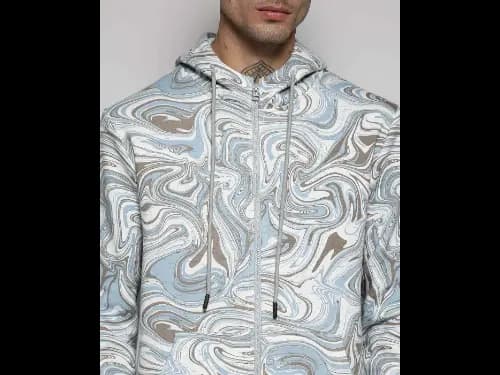 Men Printed Regular Fit Zip-Front Hoodie (2)