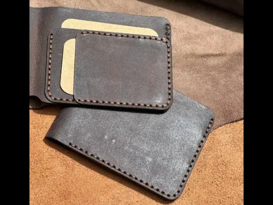 Pure Cow Oil Pull-up Leather Coffee Brown Bi-Fold Wallet (3)