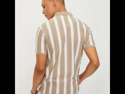 Striped Polo Collar T-shirt (4)
