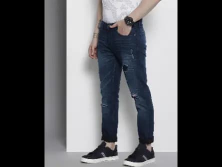 Mid-Wash Slim Fit Distressed Jeans (2)
