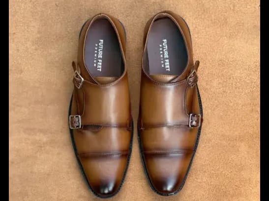 Men’s Two-Toned Tan Cow Leather Double Monk Strap Shoe (4)